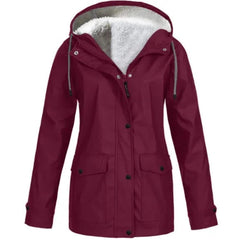 Chaqueta Outdoor Mujer Impermeable con Forro Polar y Capucha
