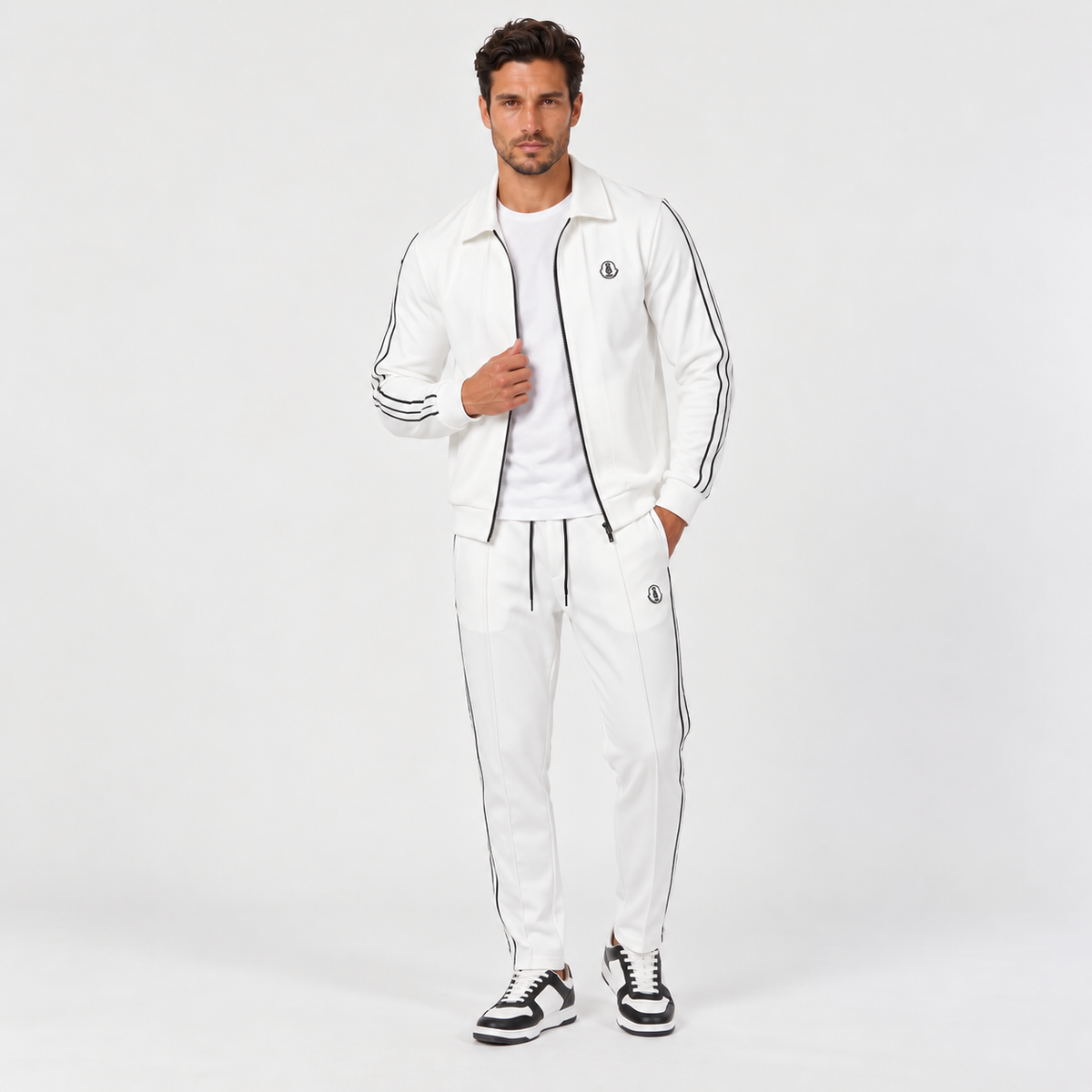 Men's Full-Zip Tracksuit Set - Jacket and Jogger Pants
