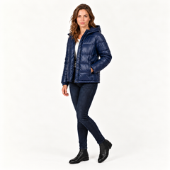 Chaqueta Acolchada Mujer con Capucha y Bolsillos
