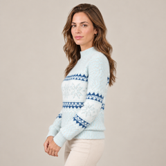 Women's Snowflake Knit Sweater - Holiday Fair Isle Pullover