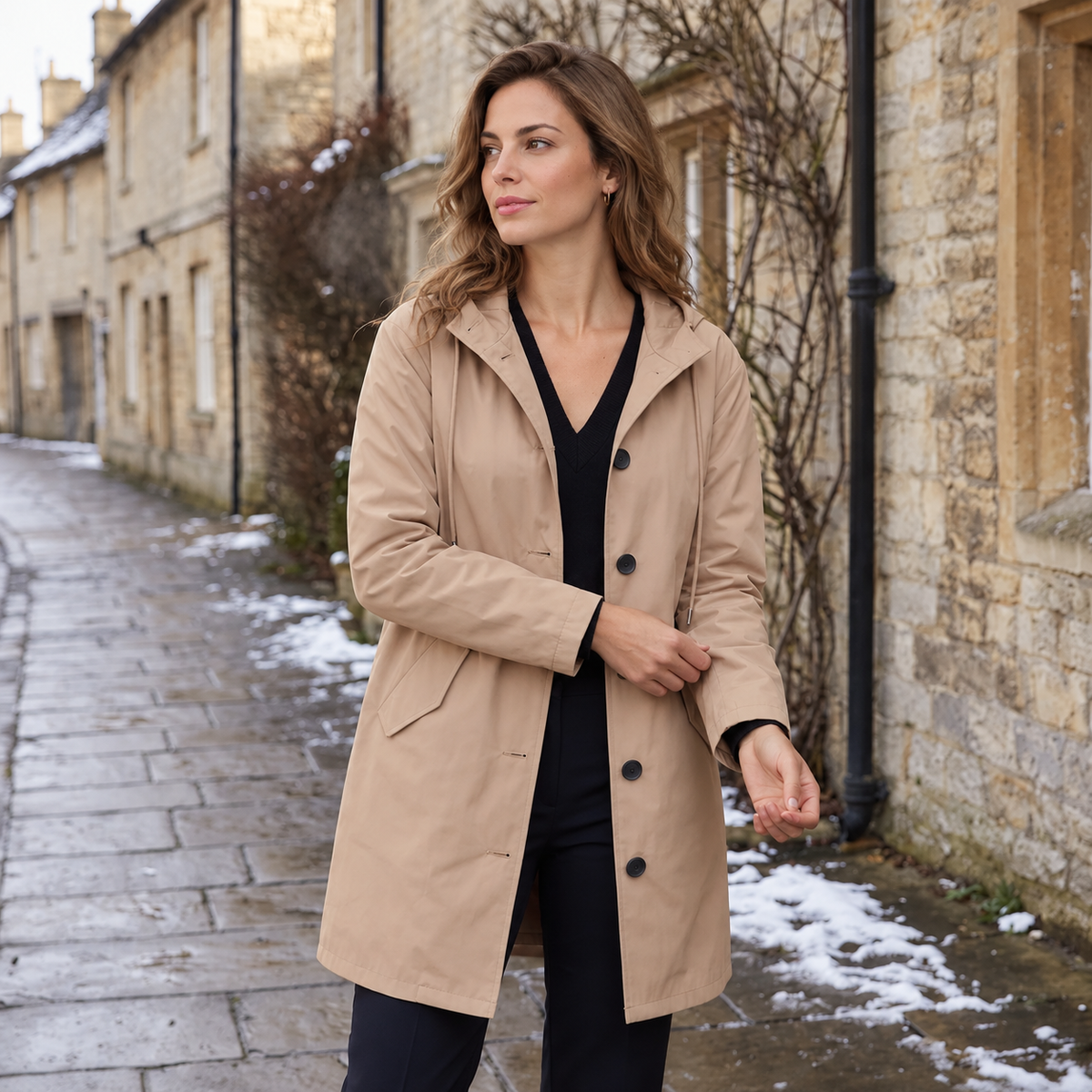 Women's Long Waterproof Hooded Raincoat - Plus Sizes to 5XL