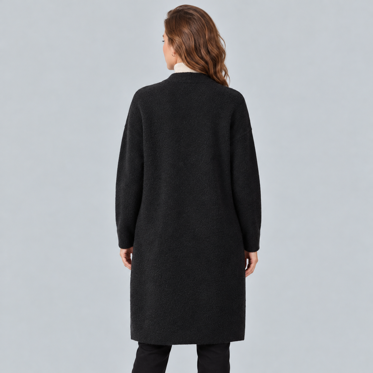 Women's Long Knit Cardigan, Open and Elegant for Fall and Winter