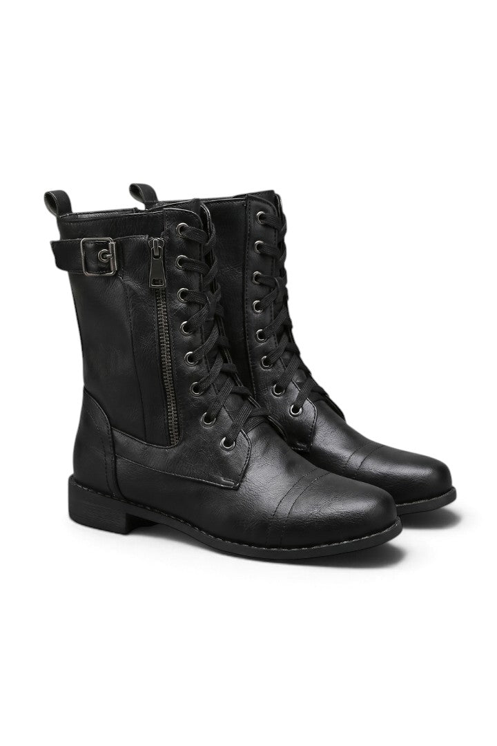 Botines Ortopédicos de Mujer con Hebilla y Cordones para Pies Anchos