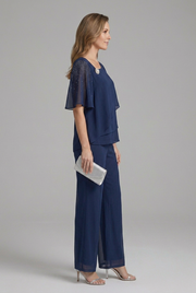 Conjunto Top Drapeado y Pantalón Recto Mujer