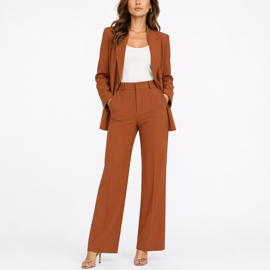 Women's Blazer and Straight-Leg Pants Set