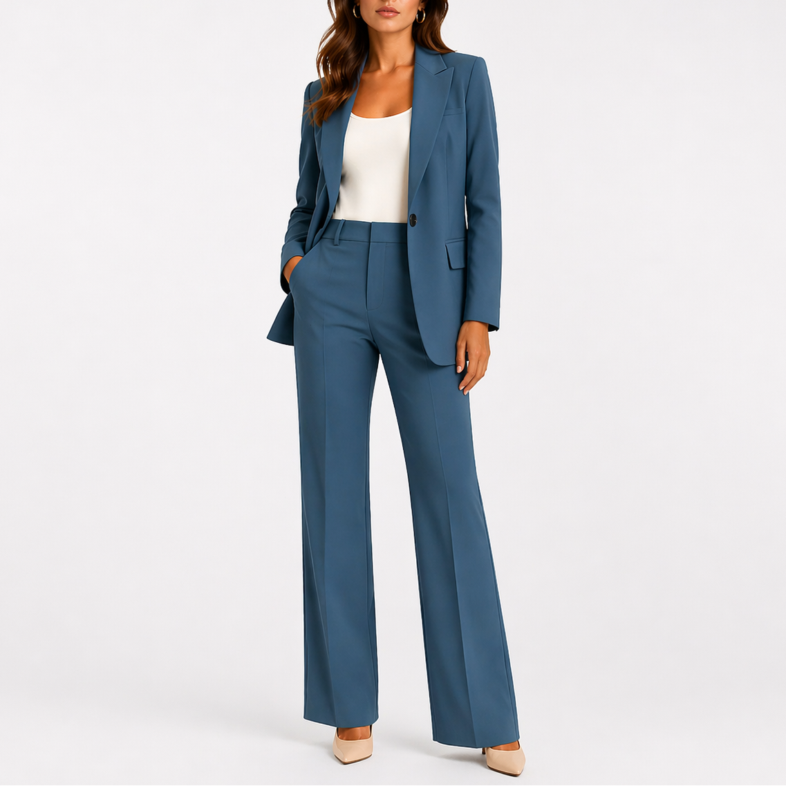 Women's Blazer and Straight-Leg Pants Set