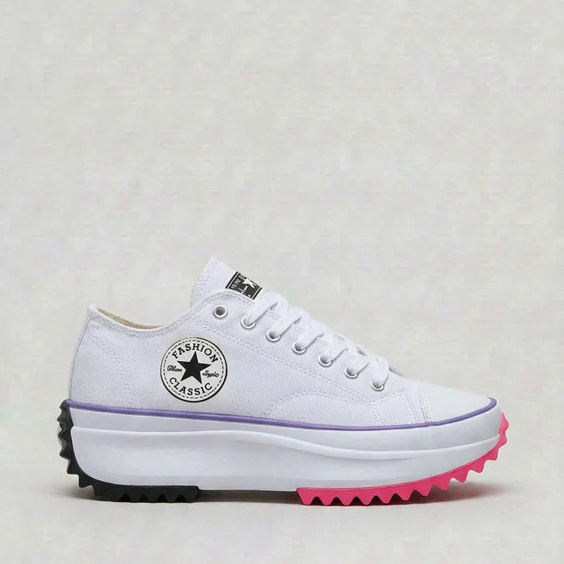 Women's Premium Platform Sneakers - Lace-up Canvas Trainers