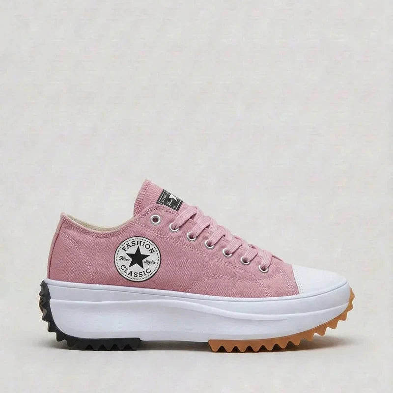 Women's Premium Platform Sneakers - Lace-up Canvas Trainers