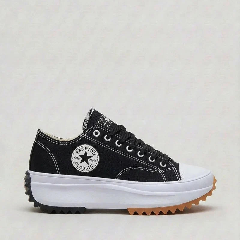 Women's Premium Platform Sneakers - Lace-up Canvas Trainers