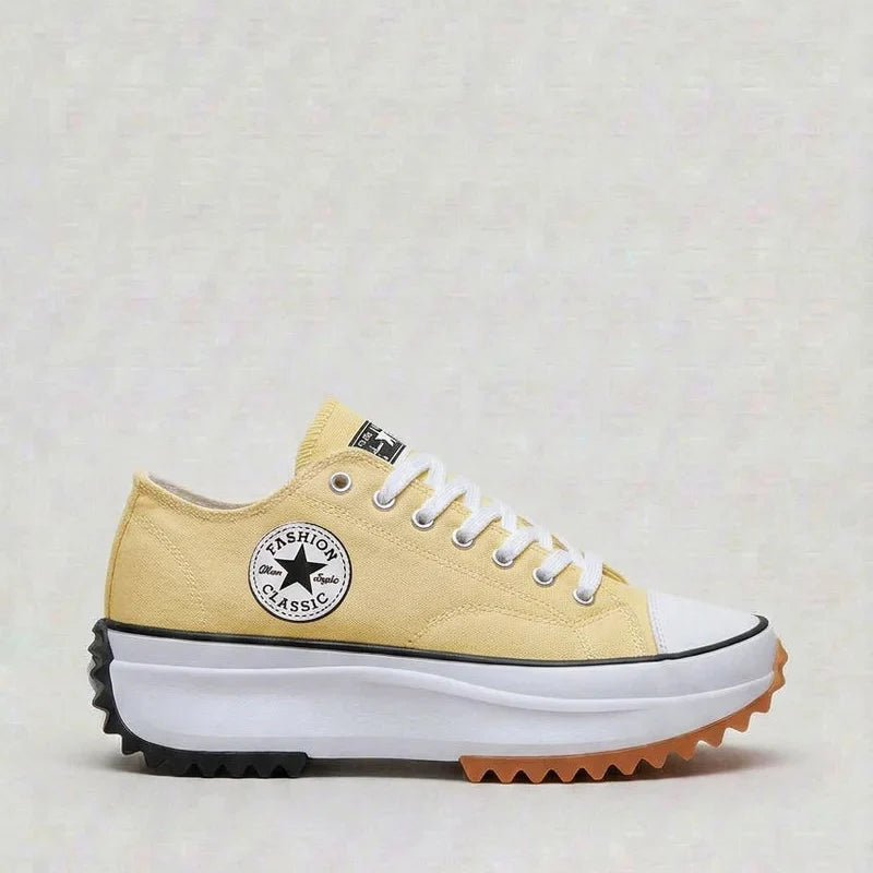 Women's Premium Platform Sneakers - Lace-up Canvas Trainers