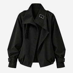 Chaqueta Mujer Trench Corta con Hebilla en el Cuello
