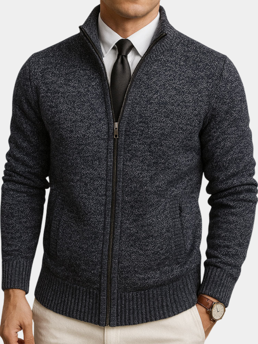 Men's Merino Wool and Cotton Full-Zip Cardigan
