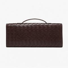 Women's Woven Vegan Leather Clutch - Evening Handbag, Gold Clasp