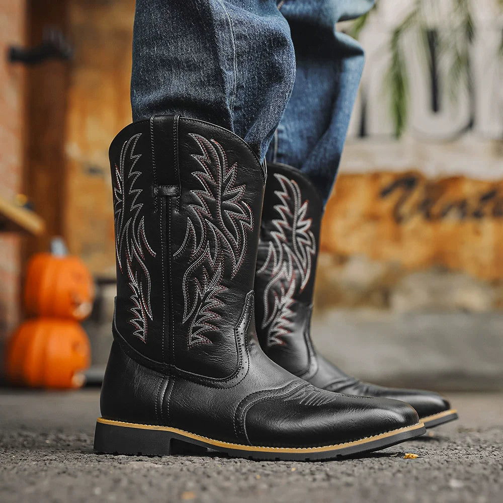 Botas vaqueras para hombre con caña bordada