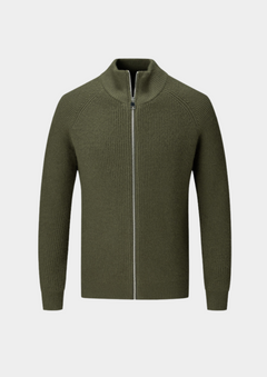 Men's 100% Merino Wool Zip Cardigan - Knit Sweater Jacket