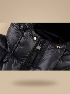 Women's Black Long Hooded Puffer Coat - Quilted Winter Parka