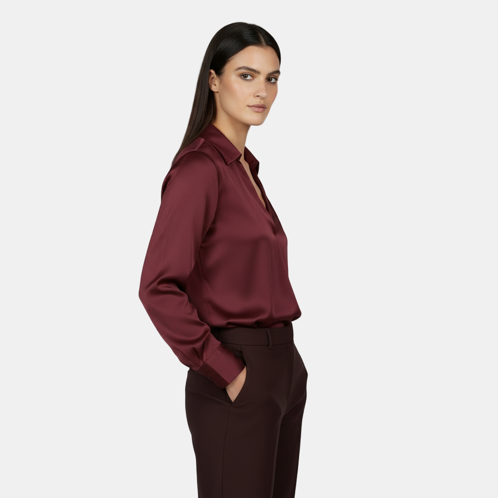 Top Manga Larga Mujer Otoño/Invierno - Escote V, Elegante y Cómodo