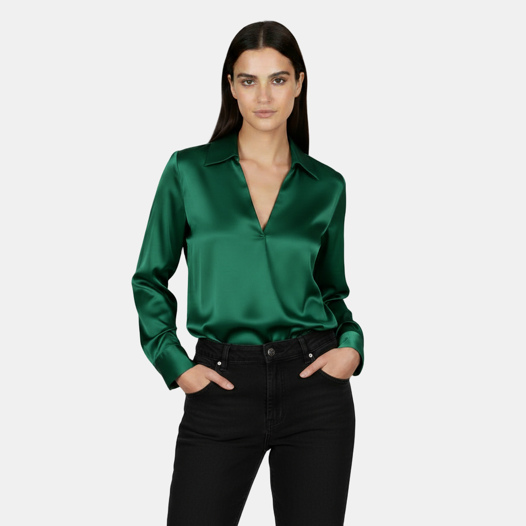 Top Manga Larga Mujer Otoño/Invierno - Escote V, Elegante y Cómodo