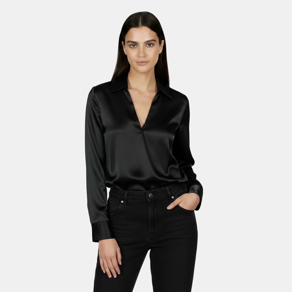 Top Manga Larga Mujer Otoño/Invierno - Escote V, Elegante y Cómodo