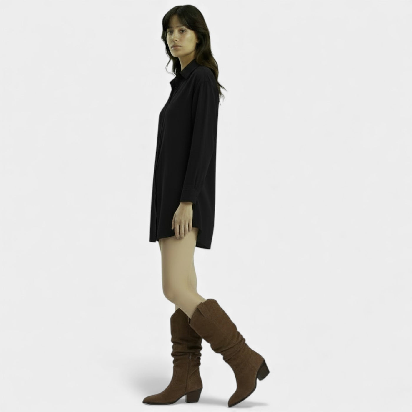 Botas Mujer Tacón Alto Media Caña en Ante