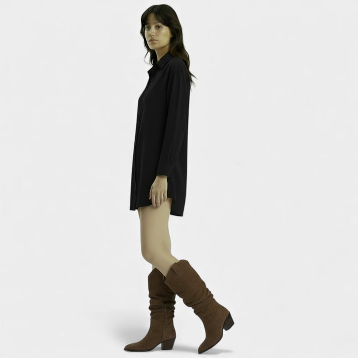 Botas Mujer Tacón Alto Media Caña en Ante