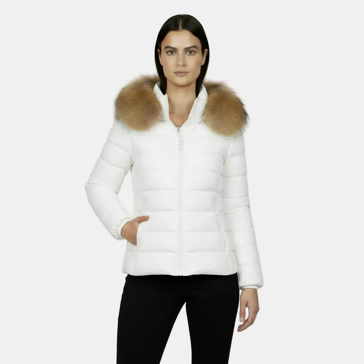 Abrigo Acolchado Para Mujer: Capucha, Cuello de Piel y Cortavientos