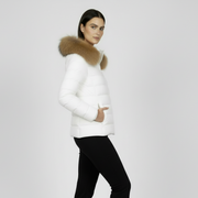 Abrigo Acolchado Para Mujer: Capucha, Cuello de Piel y Cortavientos