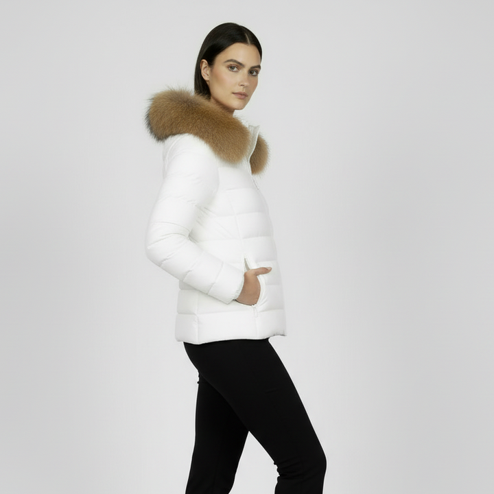 Abrigo Acolchado Para Mujer: Capucha, Cuello de Piel y Cortavientos