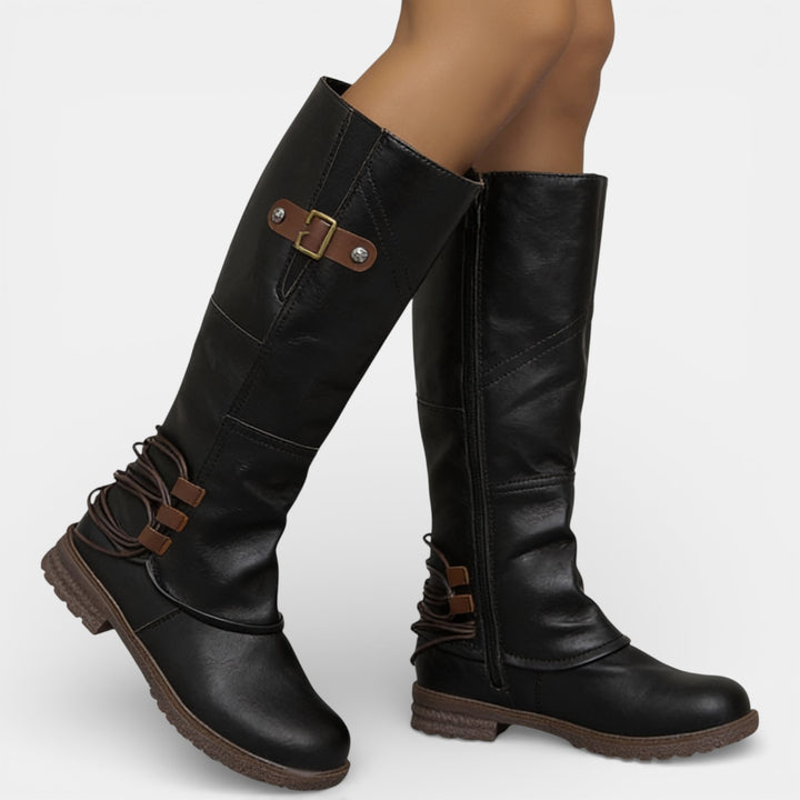 Botas Altas Mujer - Tacón Cuadrado, Punta Redonda, Cómodas y Cálidas