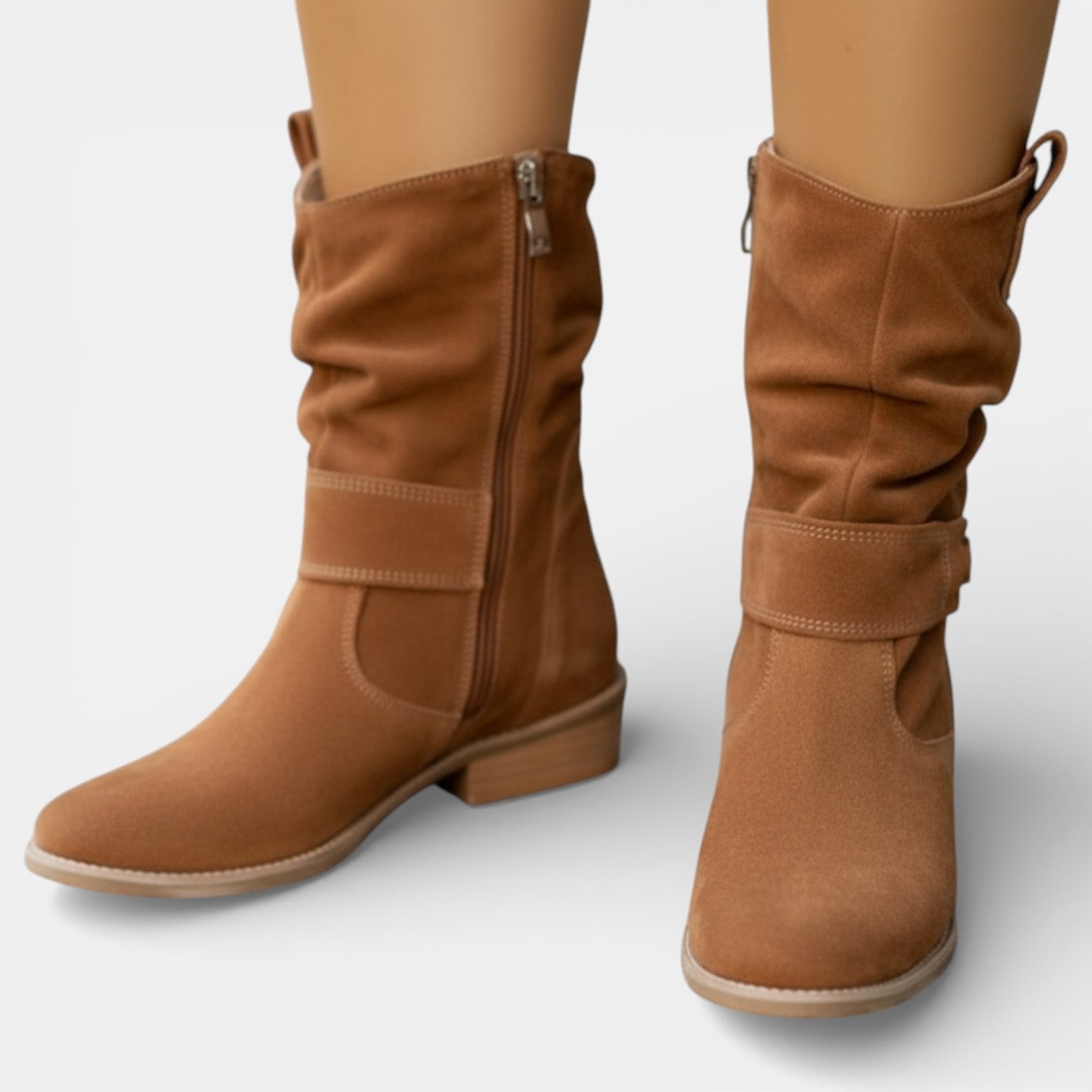 Women's Suede Western Boots with Pointed Toe