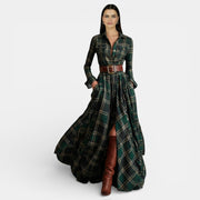 Women's Retro Dress - Long Sleeve and Belt