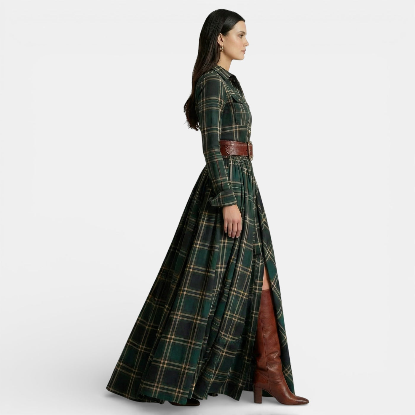 Women's Retro Dress - Long Sleeve and Belt