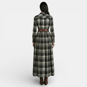 Women's Retro Dress - Long Sleeve and Belt