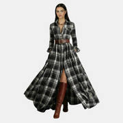 Women's Retro Dress - Long Sleeve and Belt