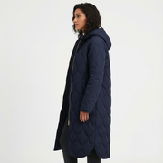 Abrigo Oversized con Elegante Patrón de Rombos y Capucha