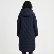 Abrigo Oversized con Elegante Patrón de Rombos y Capucha