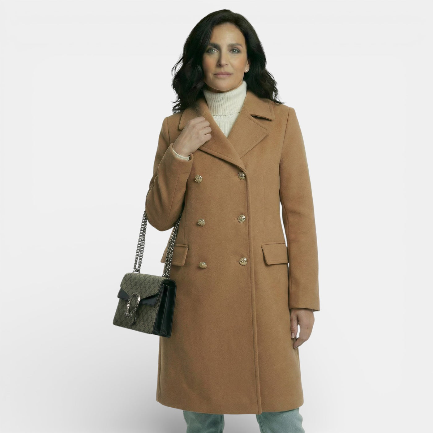 Abrigo de Lana con Doble Botonadura para Mujer