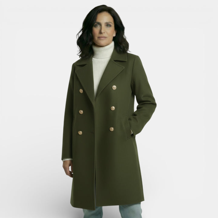 Abrigo de Lana con Doble Botonadura para Mujer