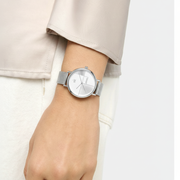 Women's Geometric Quartz Watch with Mesh Strap