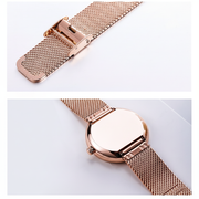 Women's Geometric Quartz Watch with Mesh Strap