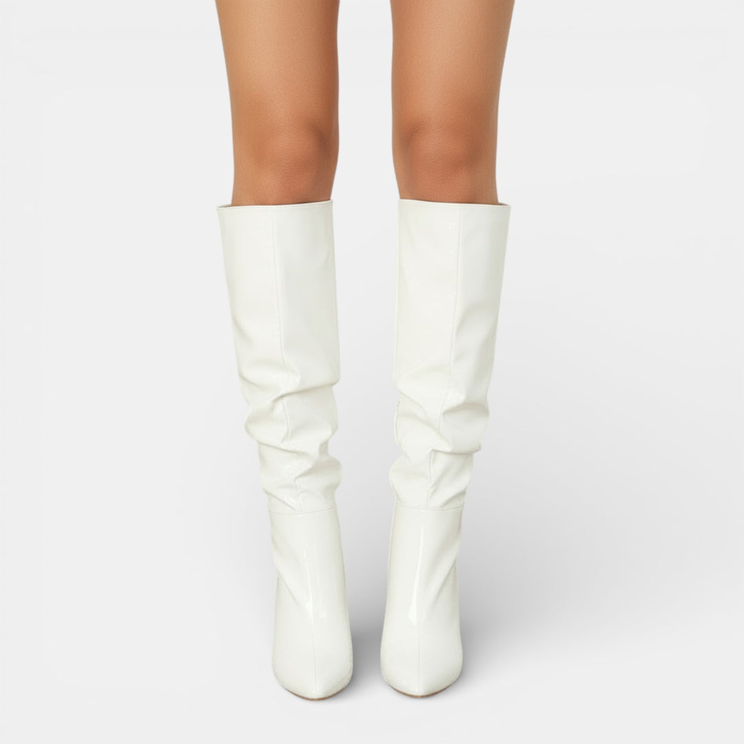 Botas de Charol Elegantes con Tacón Grueso Mujer