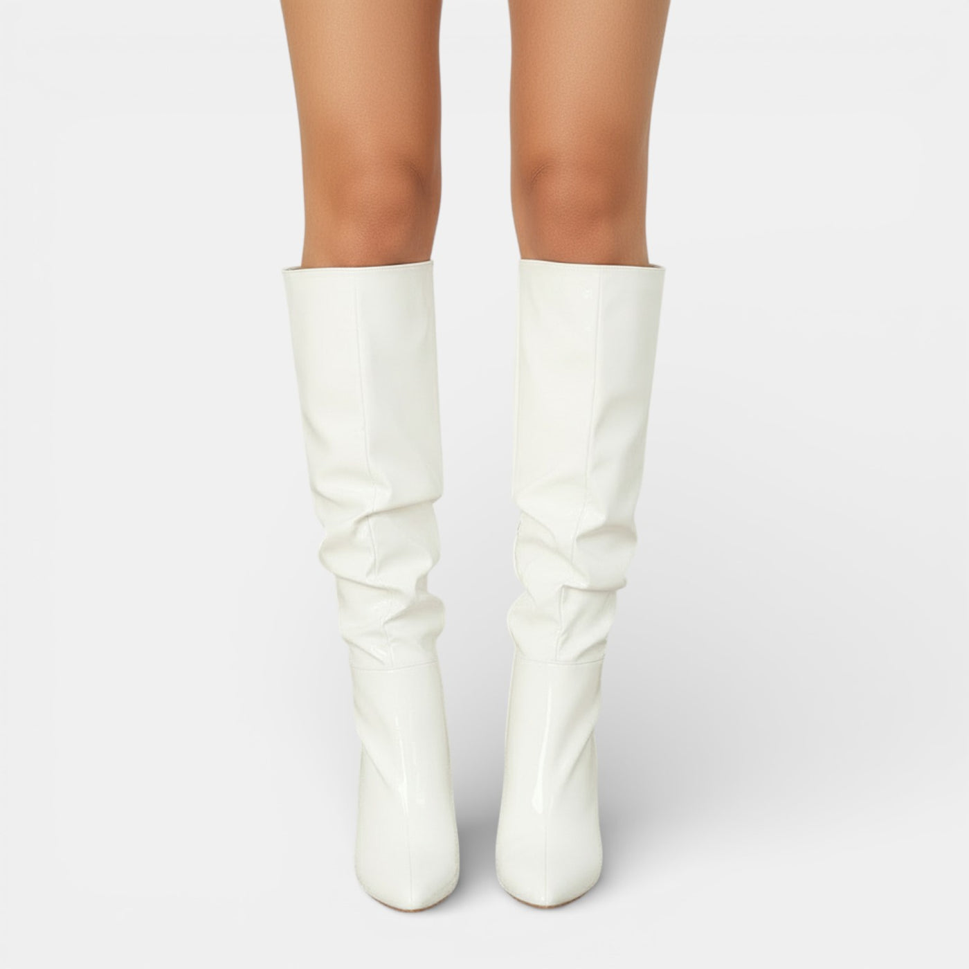 Botas de Charol Elegantes con Tacón Grueso Mujer