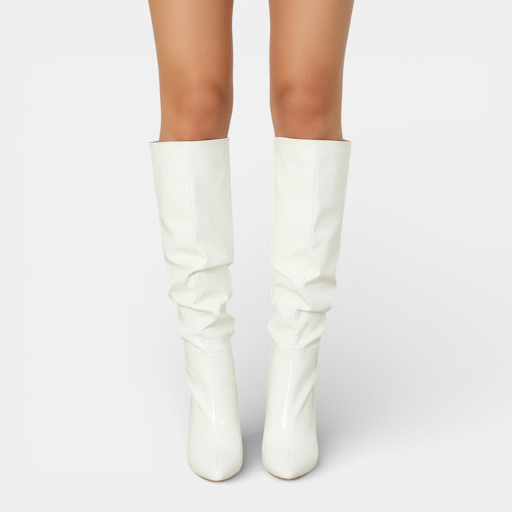 Botas de Charol Elegantes con Tacón Grueso Mujer