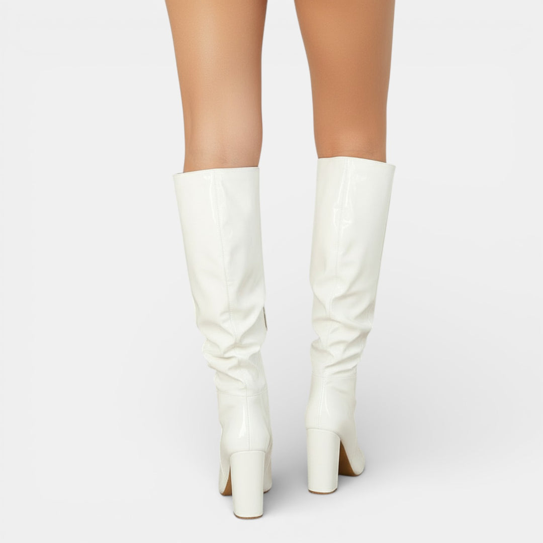 Botas de Charol Elegantes con Tacón Grueso Mujer