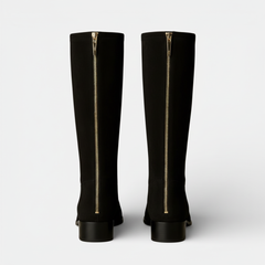 Botas Altas de Ante para Mujer con Cremallera y Tacón Bajo