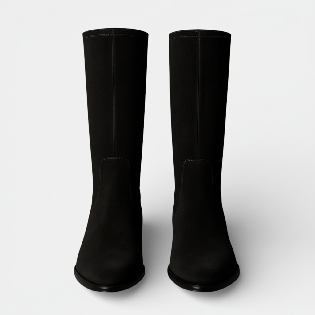 Botas Altas de Ante para Mujer con Cremallera y Tacón Bajo