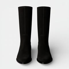 Botas Altas de Ante para Mujer con Cremallera y Tacón Bajo