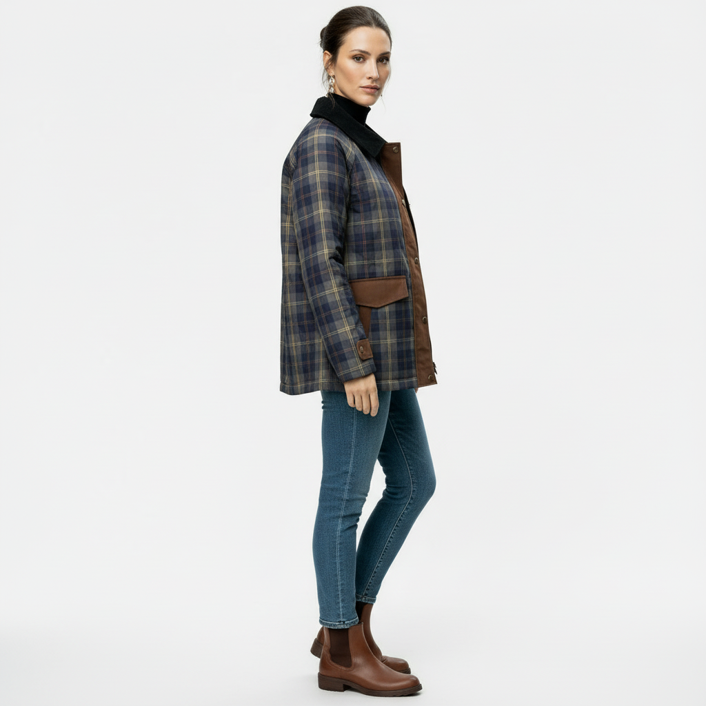 Abrigo casual a cuadros para mujer