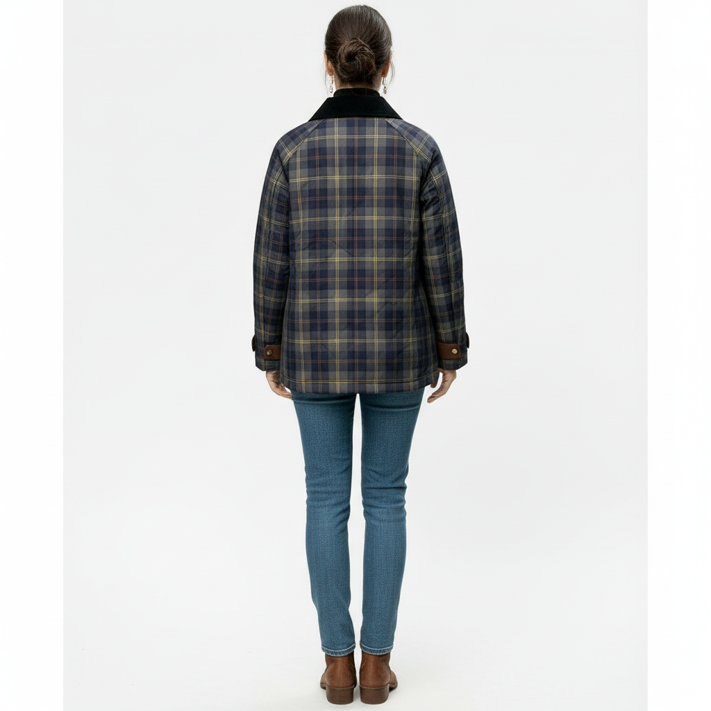 Abrigo casual a cuadros para mujer