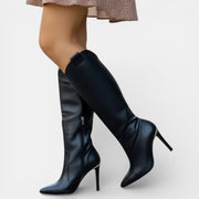 Botas Media Caña Mujer con Cremallera y Tacón Alto